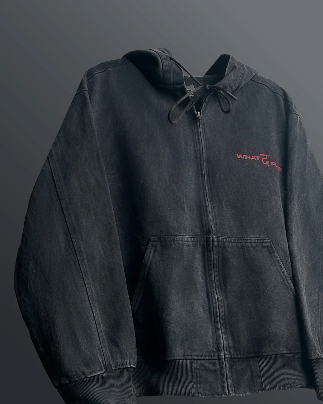 Aafat Black Denim Zipper Hoodie - Image 4