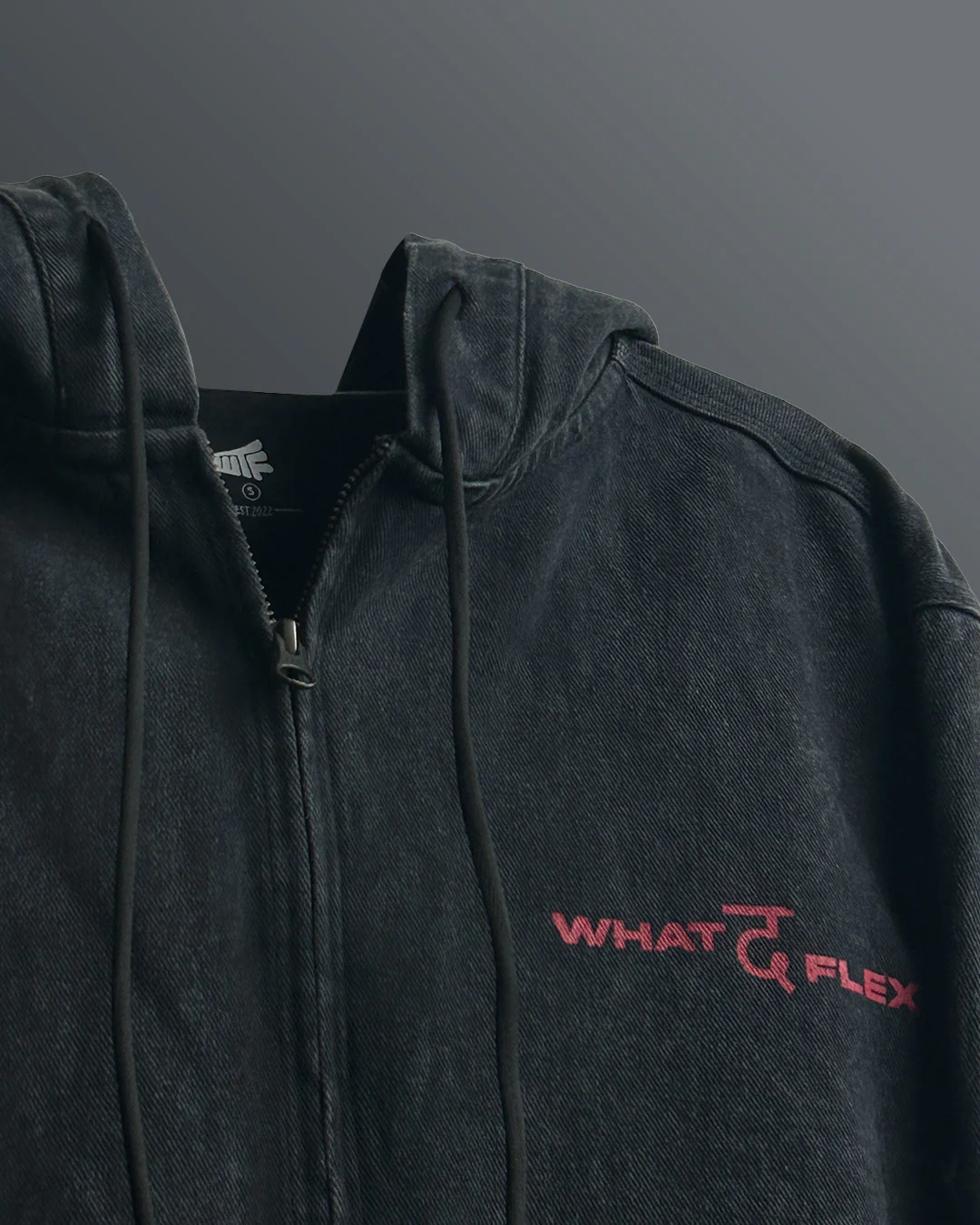 Aafat Black Denim Zipper Hoodie - Image 6