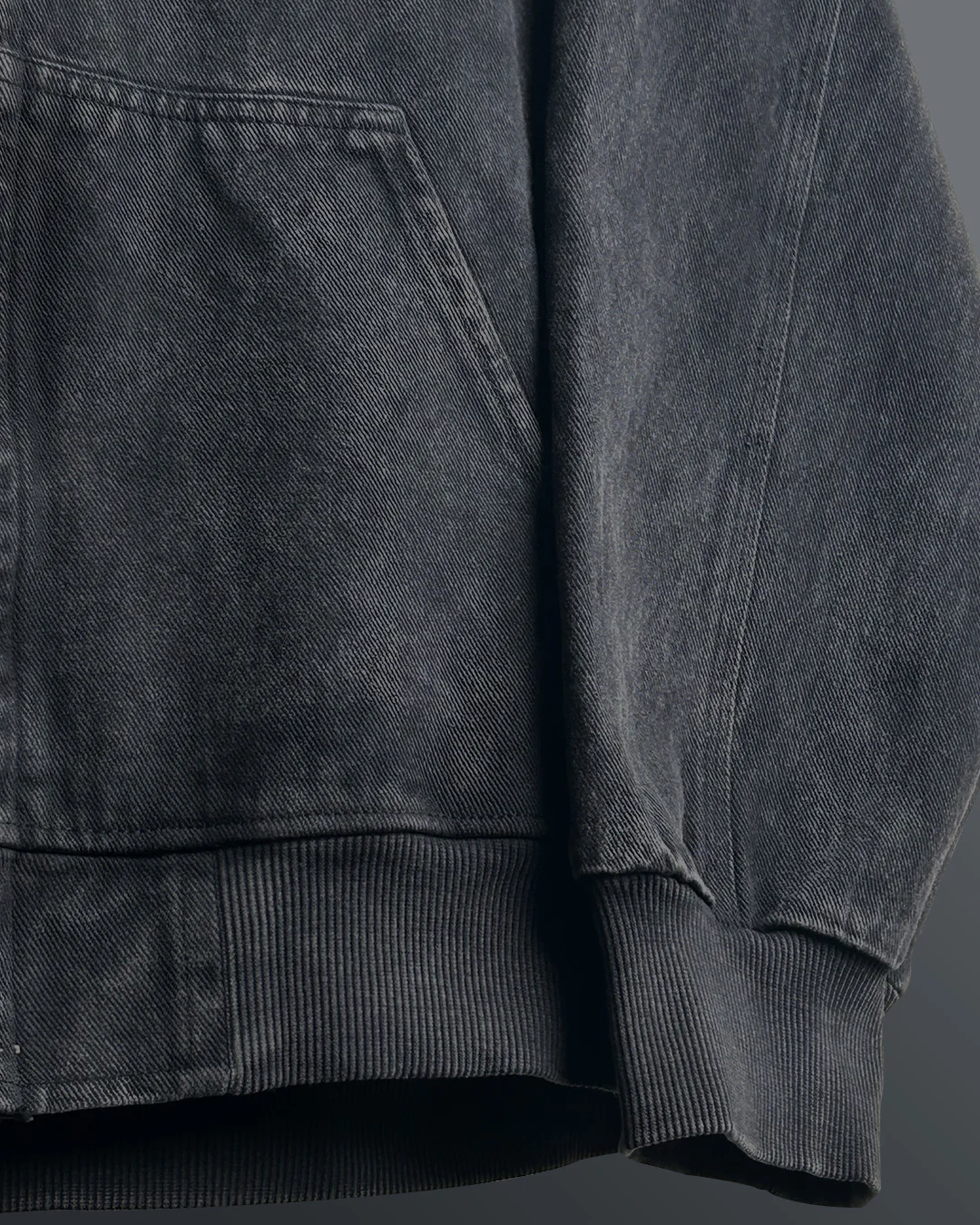 Aafat Black Denim Zipper Hoodie - Image 7