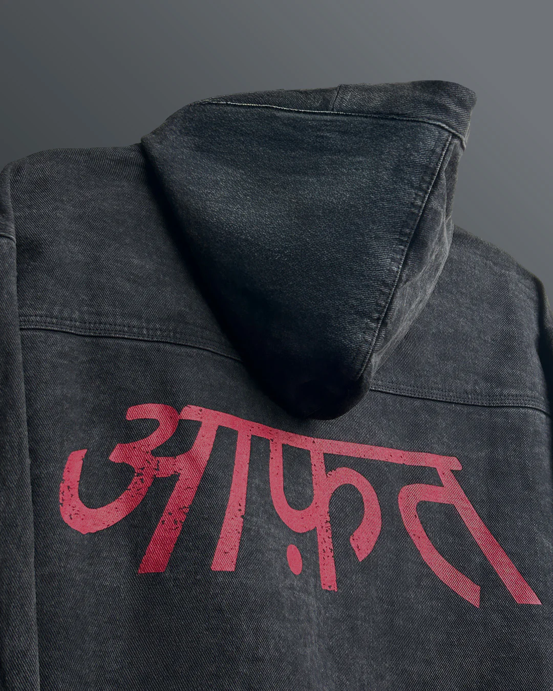 Aafat Black Denim Zipper Hoodie - Image 8