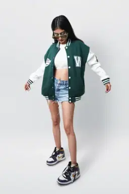 Aesthetic Awareness Green Varsity Jacket - Image 3