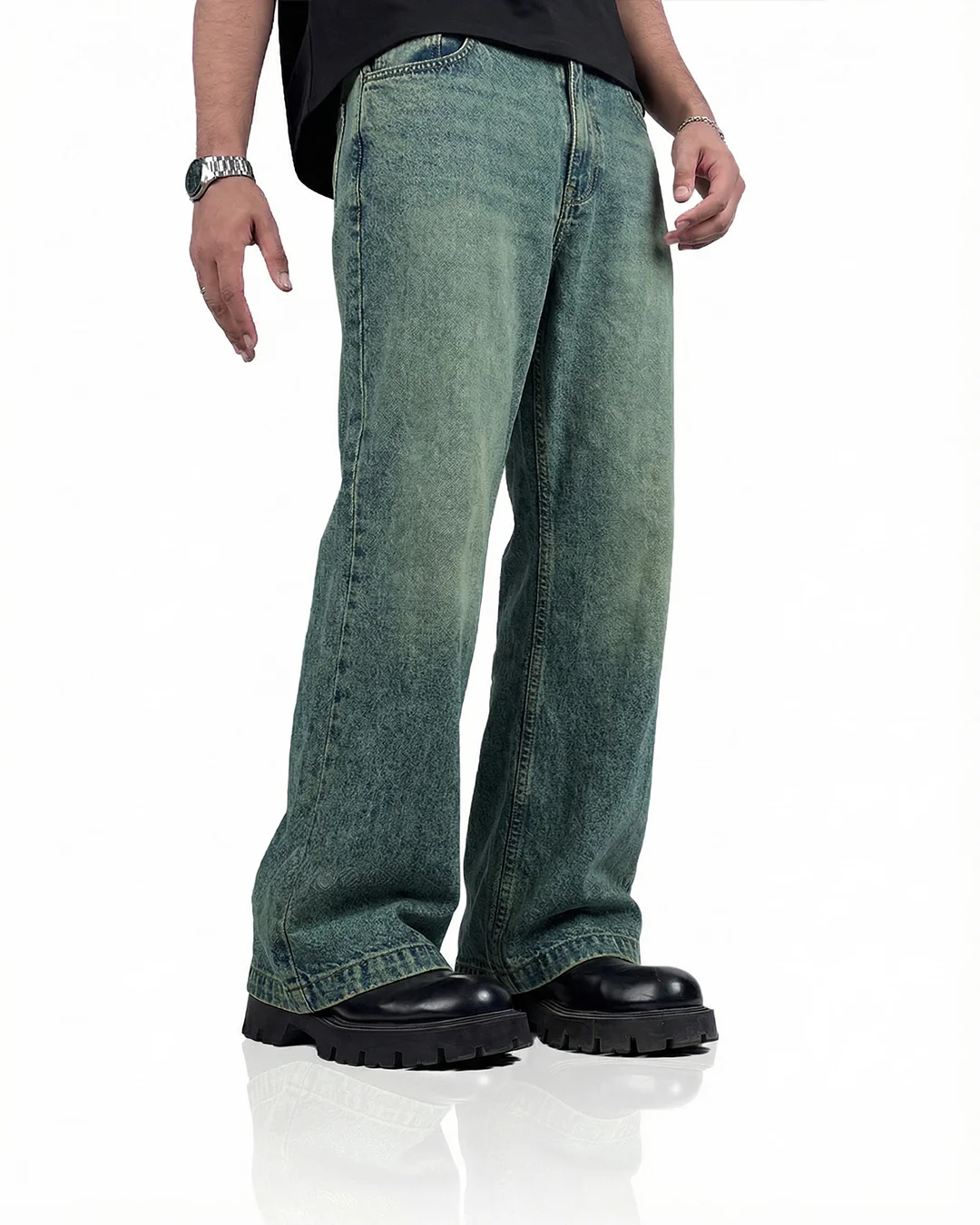 Antique Blue Wide Flared Jeans - Image 2