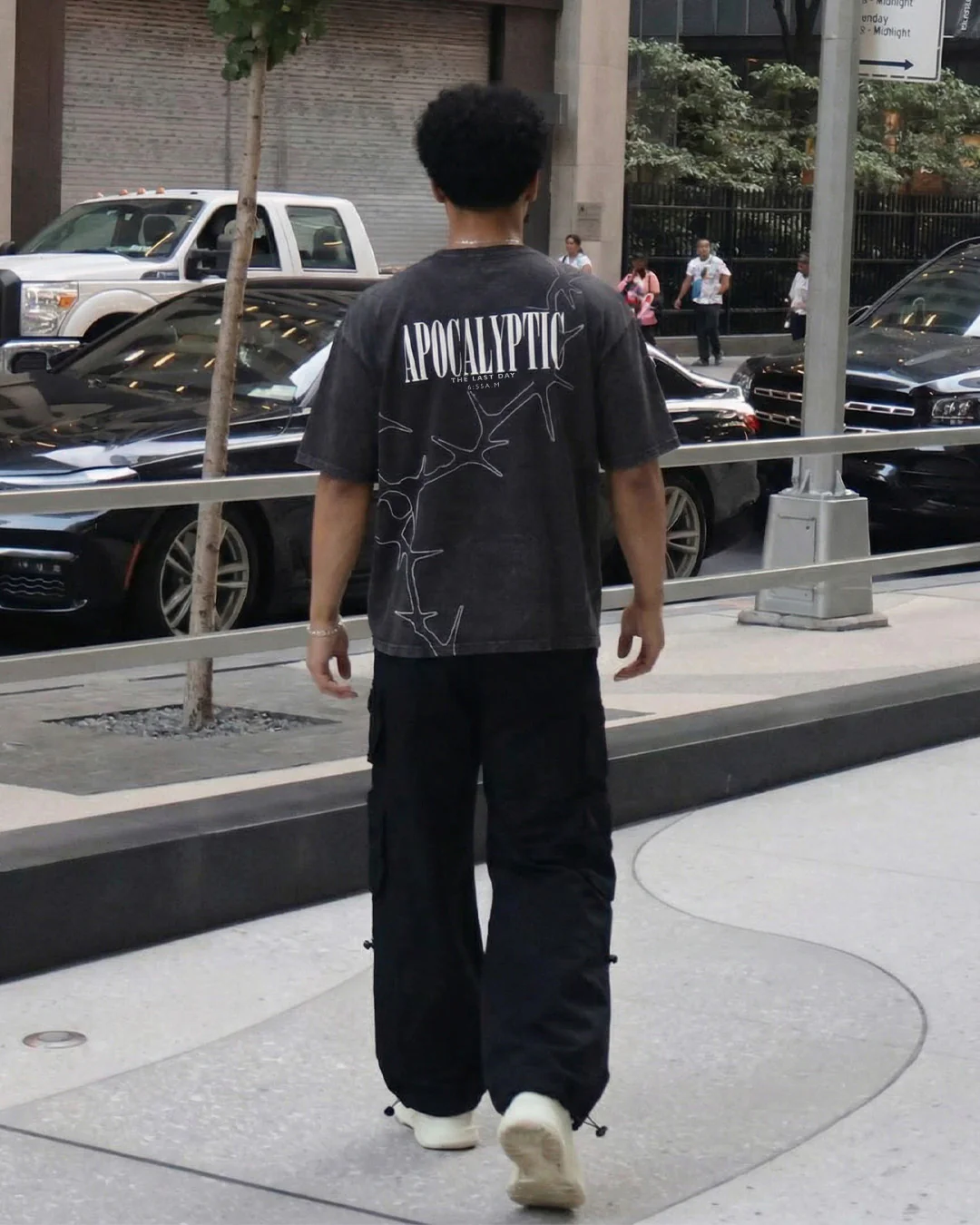 Apocalyptic Black Printed Acid Wash T-Shirt - Image 4