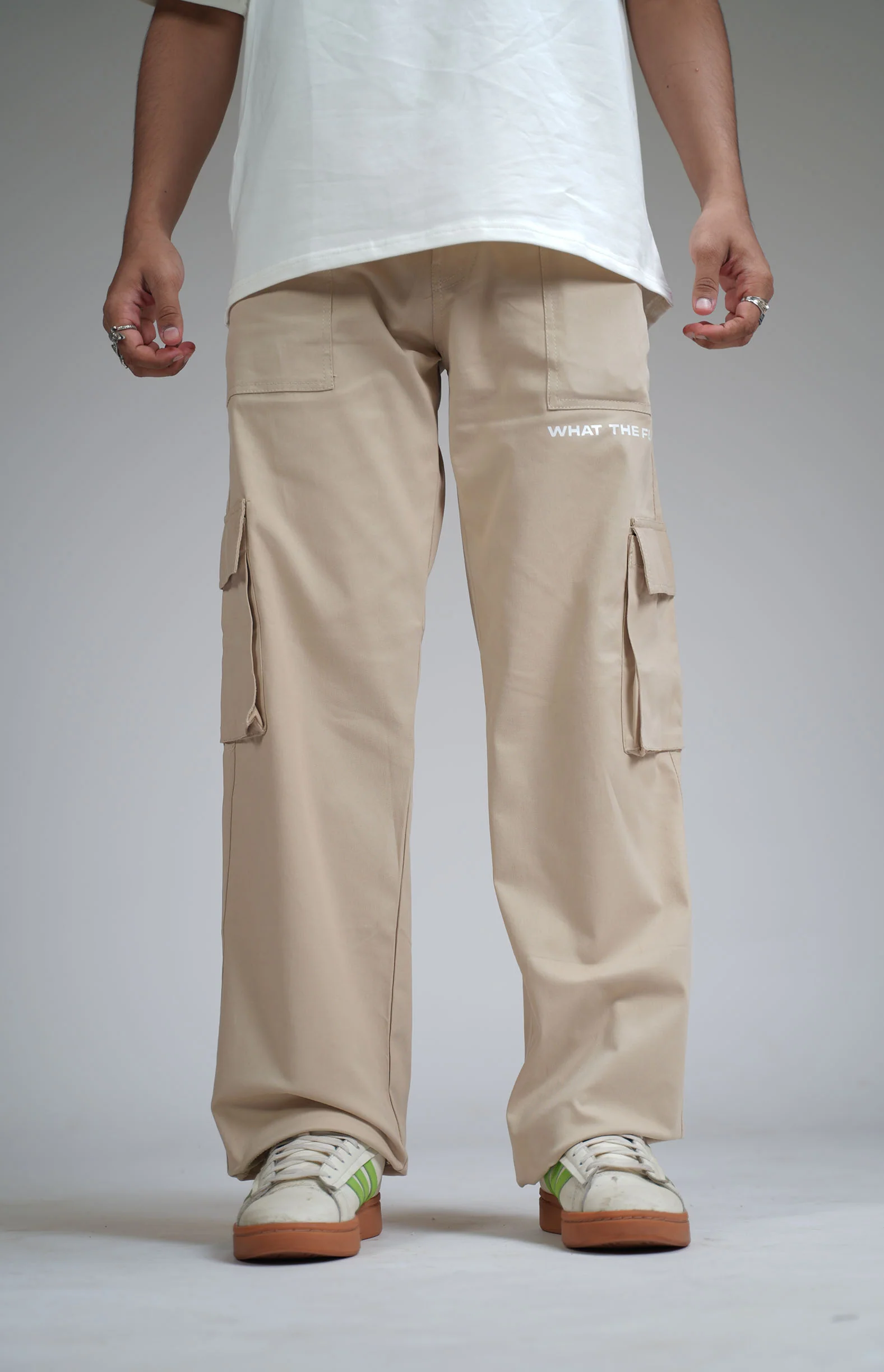 Solid Beige Unisex Cargo - Image 3