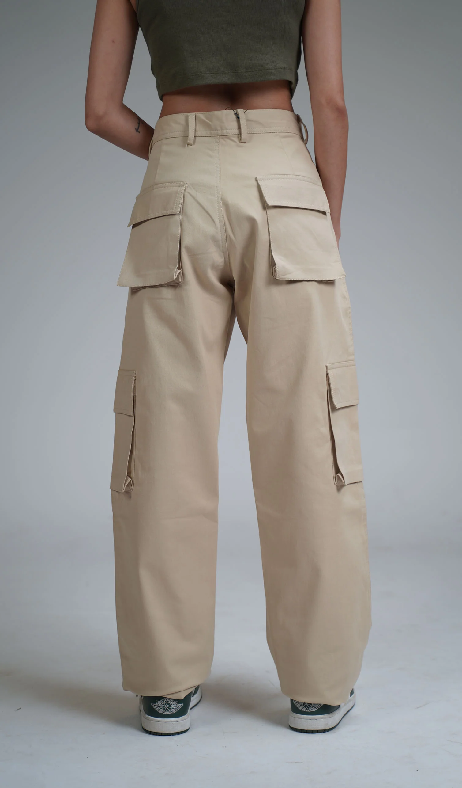 Solid Beige Unisex Cargo - Image 4