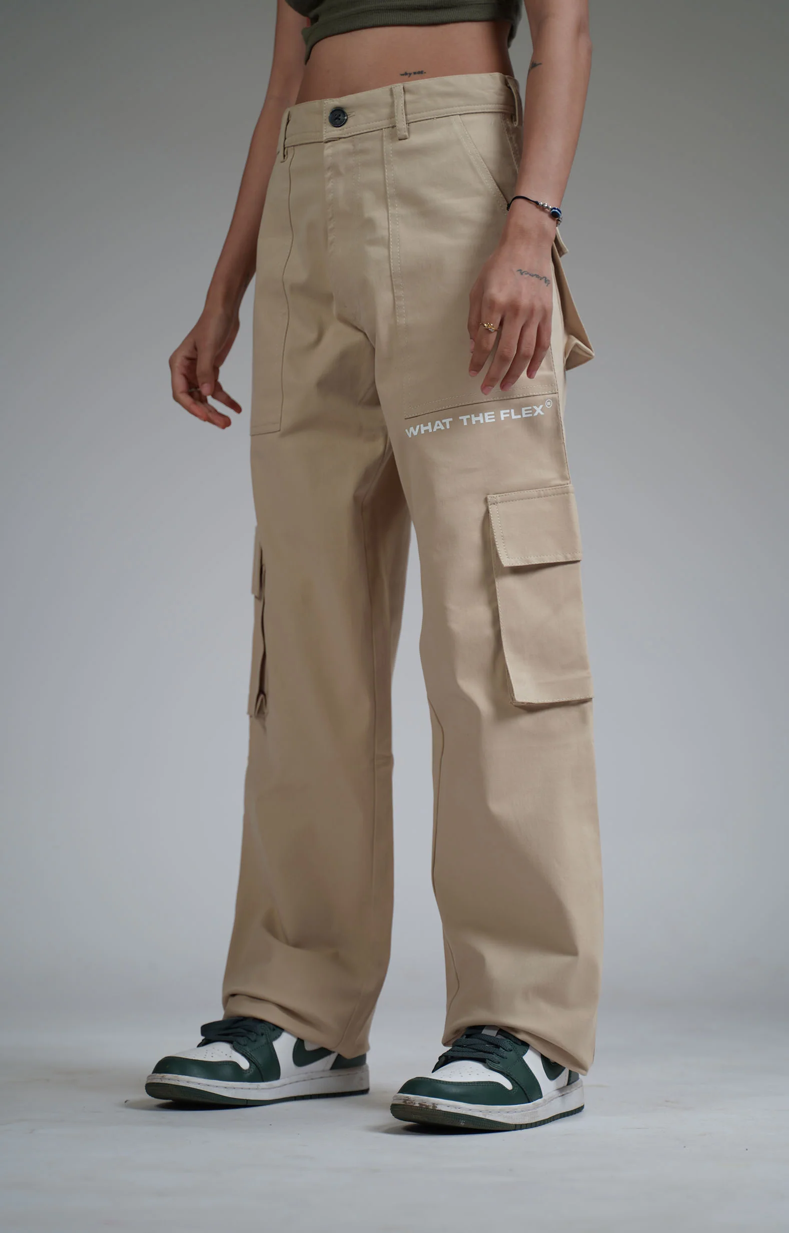 Solid Beige Unisex Cargo - Image 5