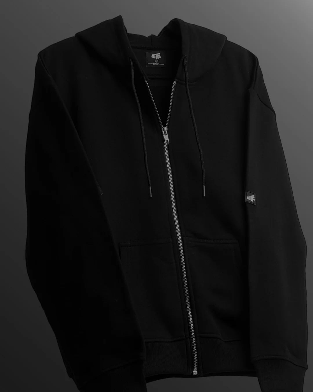 Black Blank Zipper Hoodie - Image 5