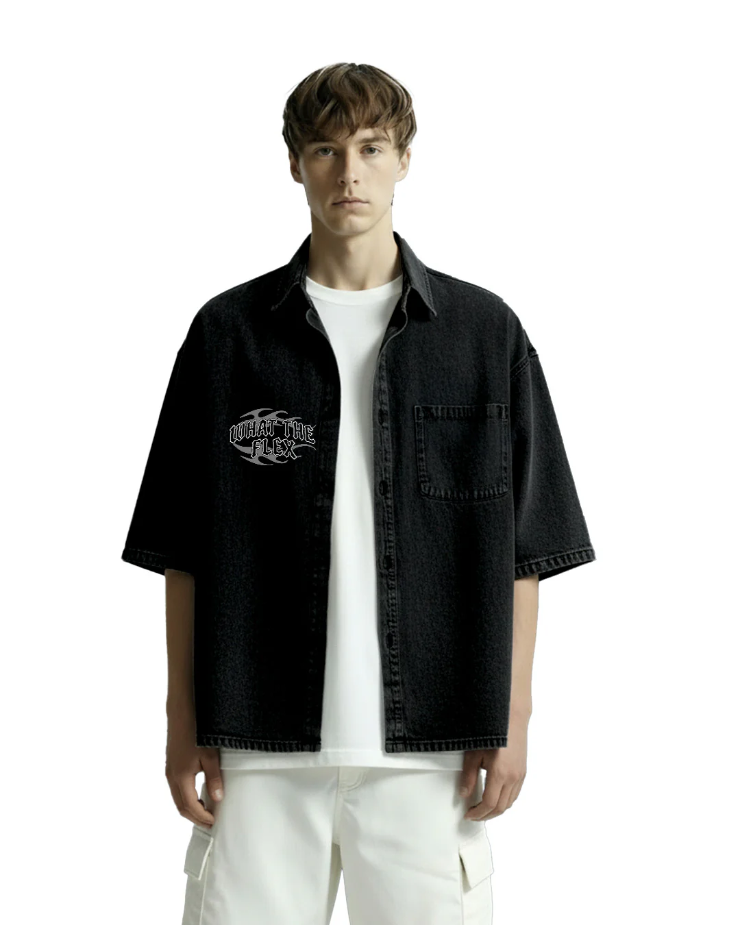 Vengeance Black Half Sleeve Denim Shirt - Image 3