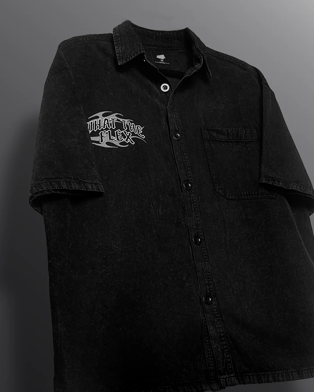 Vengeance Black Half Sleeve Denim Shirt - Image 4