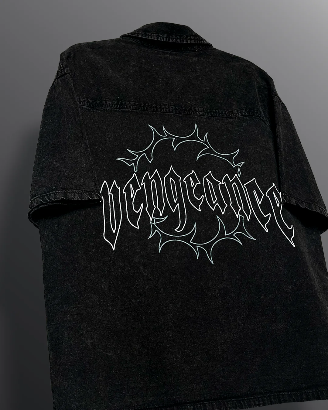 Vengeance Black Half Sleeve Denim Shirt - Image 5