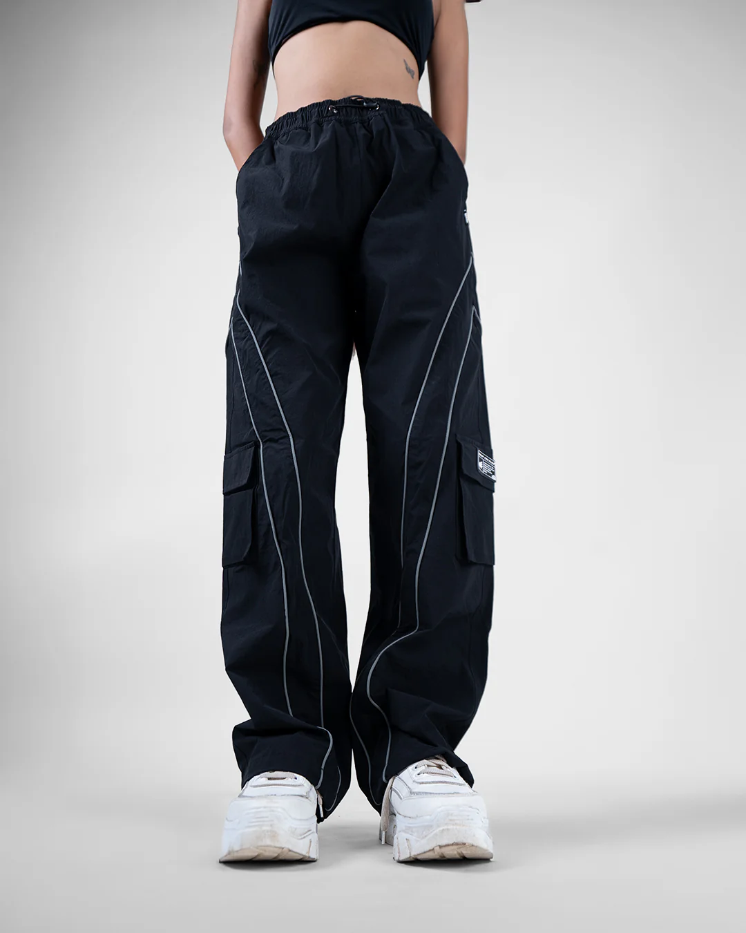 Black Edgy Parachute Pants - Image 6