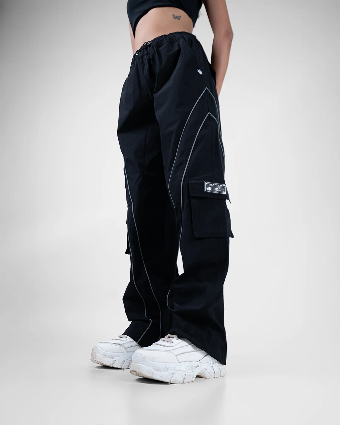 Black Edgy Parachute Pants - Image 8