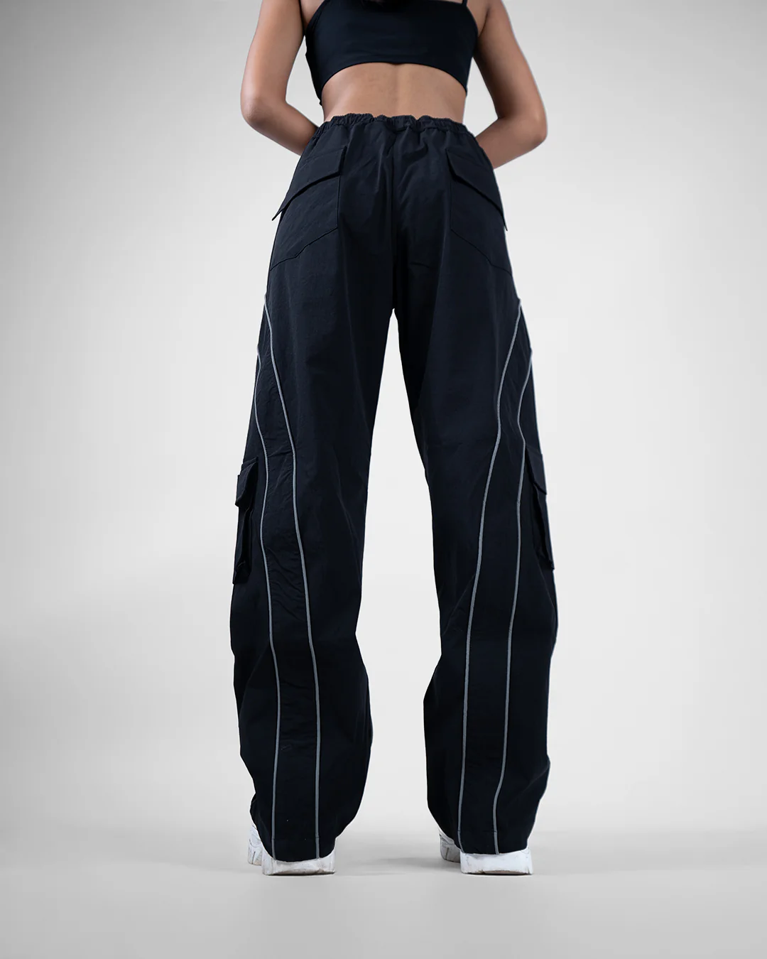 Black Edgy Parachute Pants - Image 9