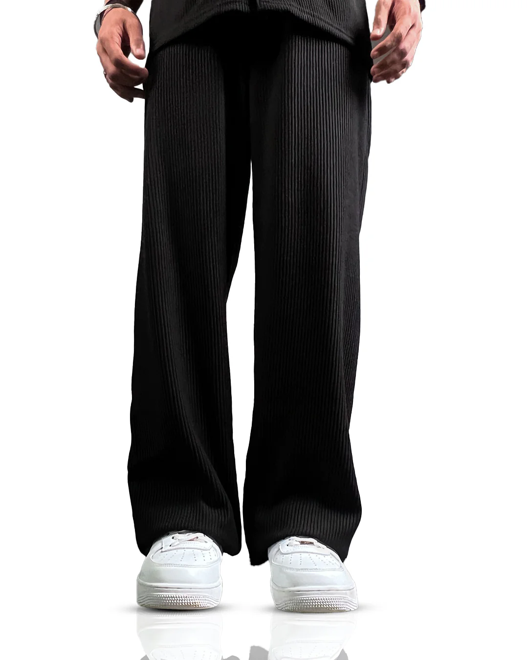 Black Ribbed Pants - Image 2