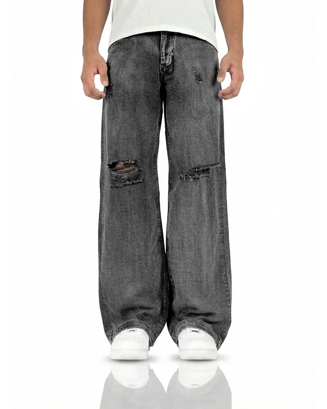 Black Rugged Baggy Jeans - Image 6