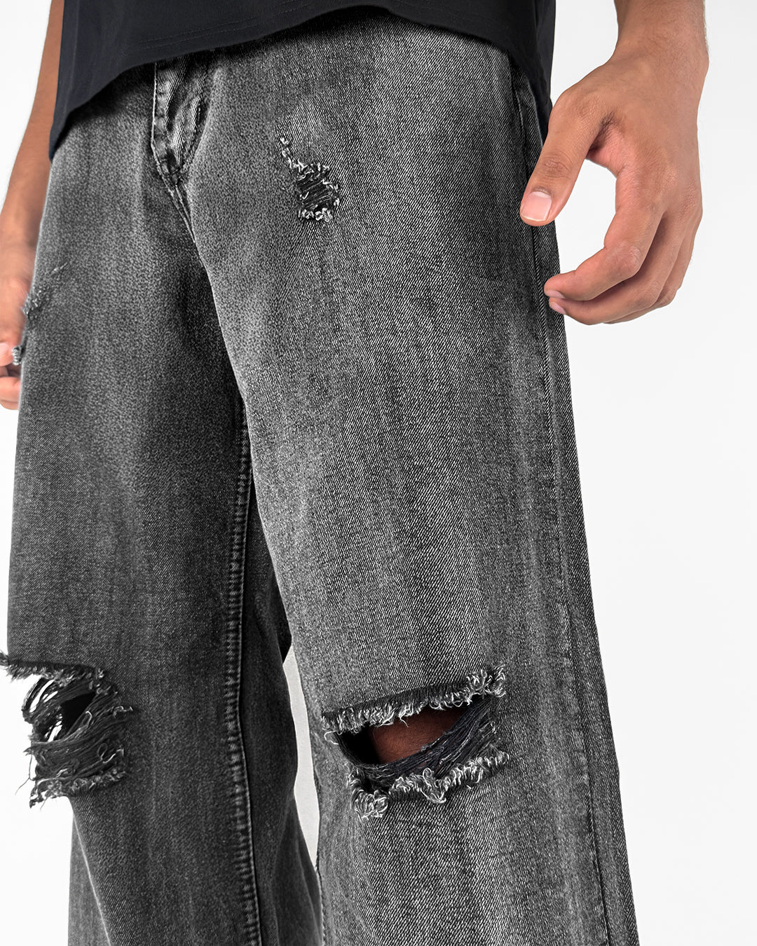 Black Rugged Baggy Jeans - Image 8