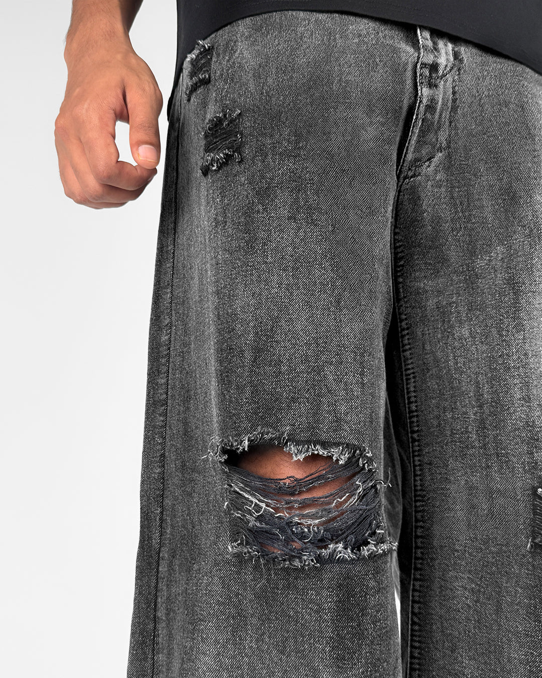 Black Rugged Baggy Jeans - Image 9