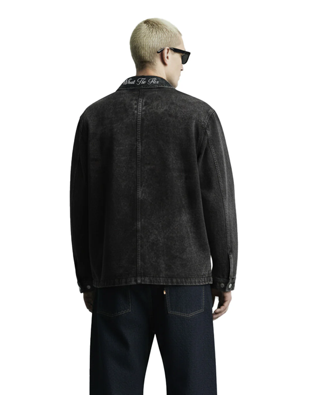 Black Long Sleeve Stitched Denim Overshirt - Image 3