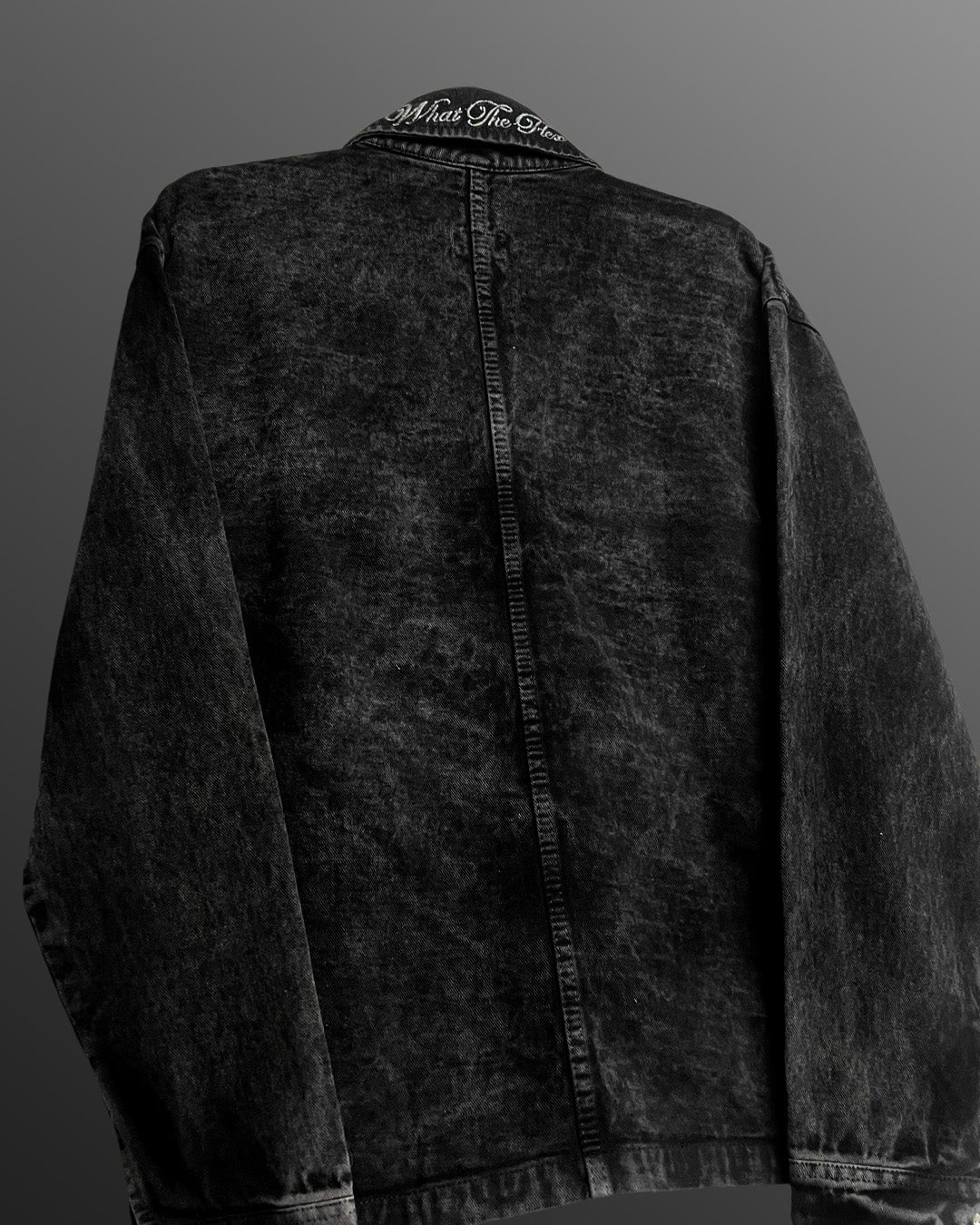 Black Long Sleeve Stitched Denim Overshirt - Image 5