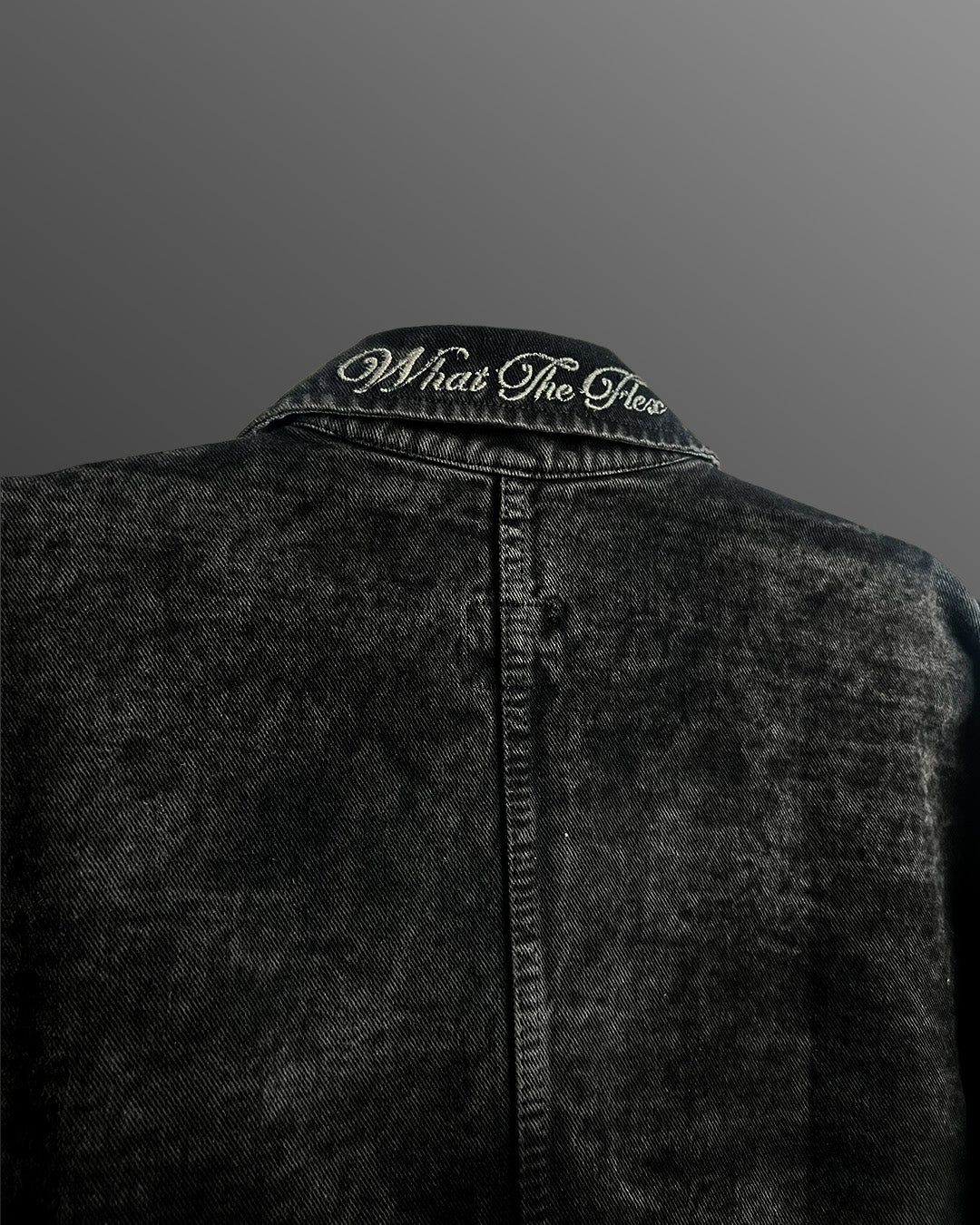 Black Long Sleeve Stitched Denim Overshirt - Image 6