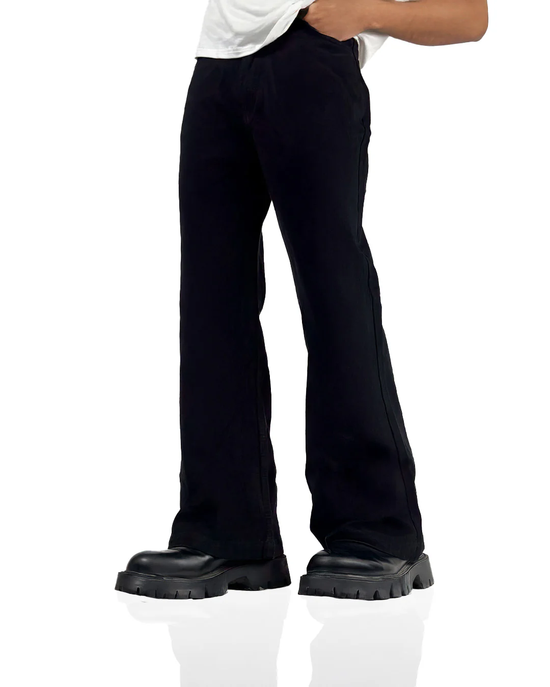 Black Wide Flared Jeans - Image 6