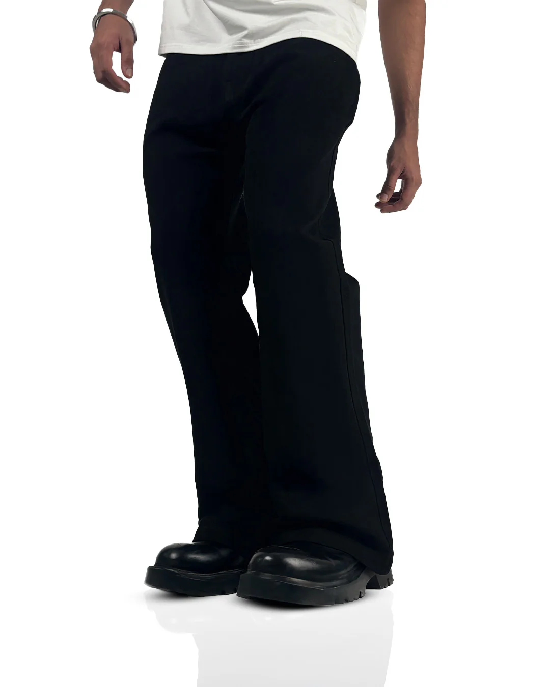 Black Wide Flared Jeans - Image 7