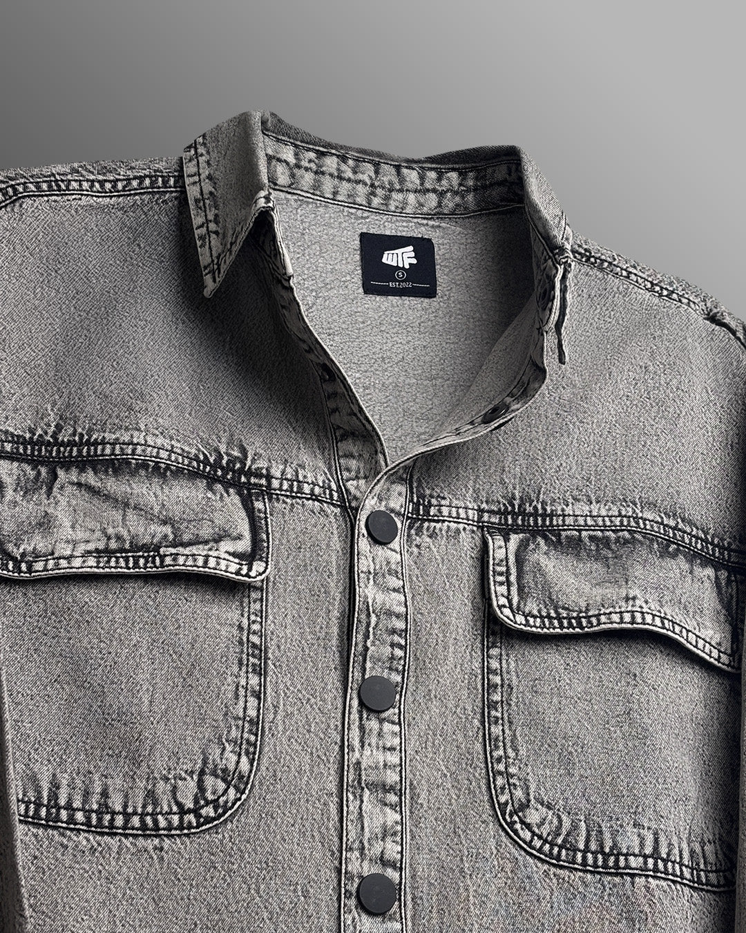 Blank Space Grey Denim Shirt - Image 5