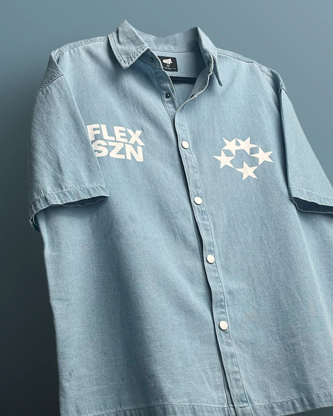 Flex Szn Blue Half Sleeve Denim Shirt - Image 5