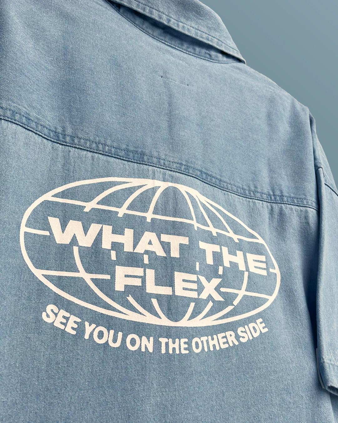 Flex Szn Blue Half Sleeve Denim Shirt - Image 7