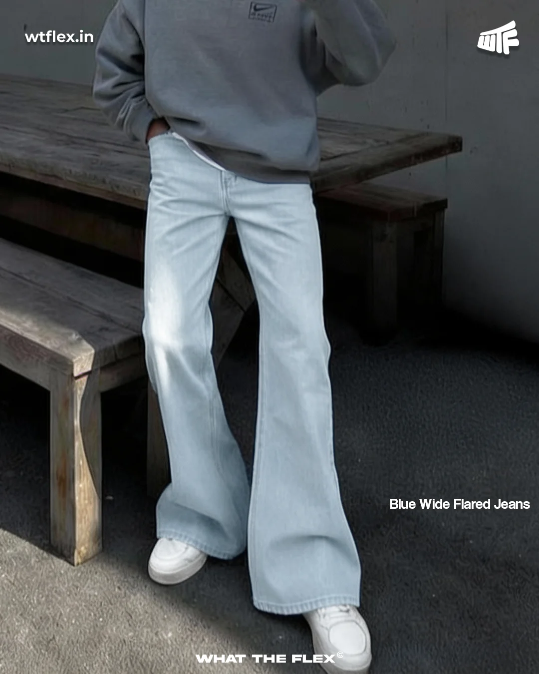 Blue Wide Flared Jeans - Image 5