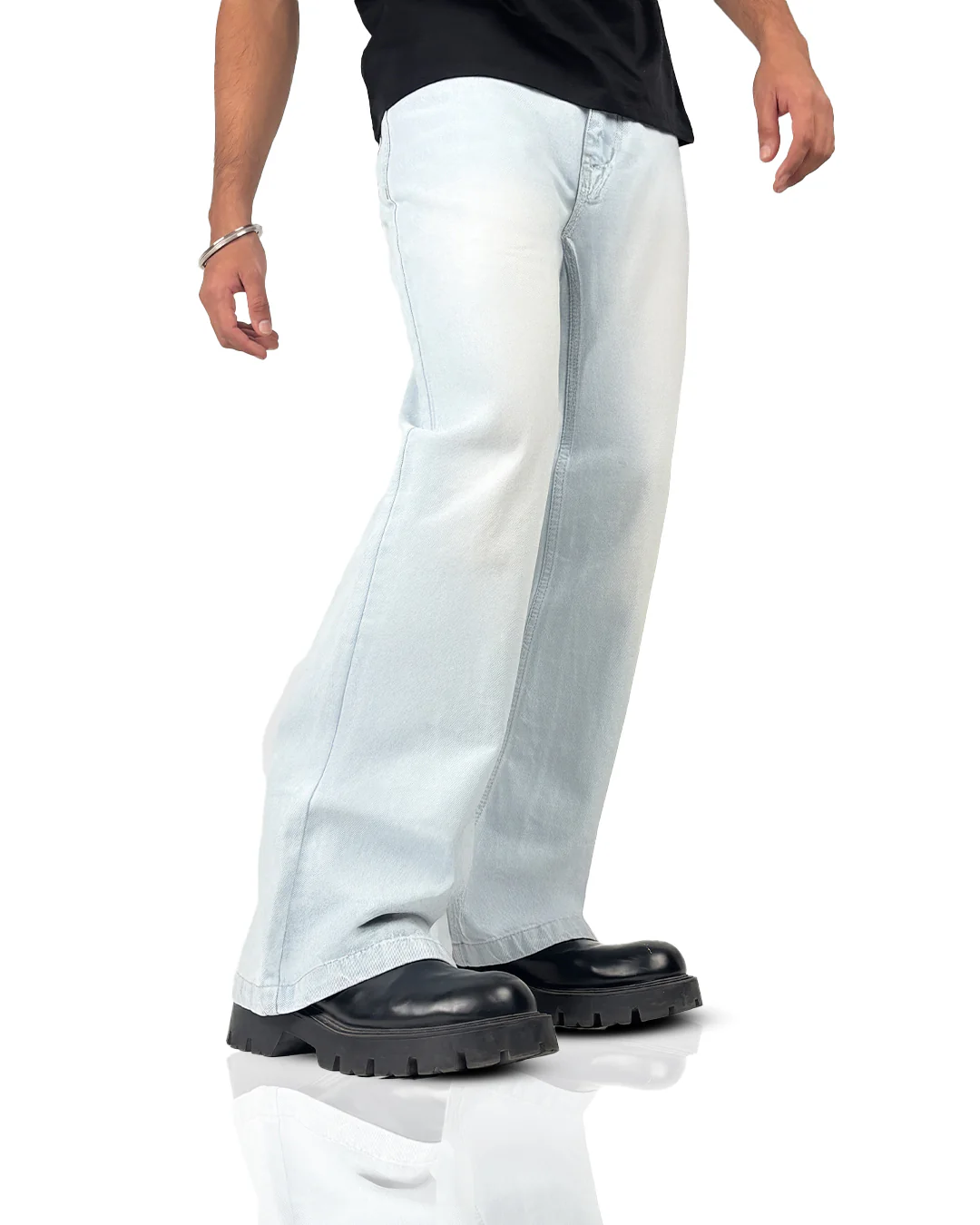 Blue Wide Flared Jeans - Image 8