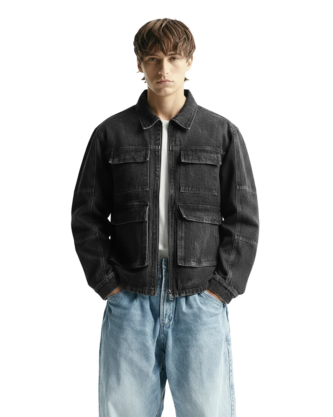 Charcoal Black Denim Jacket - Exclusive - Image 3