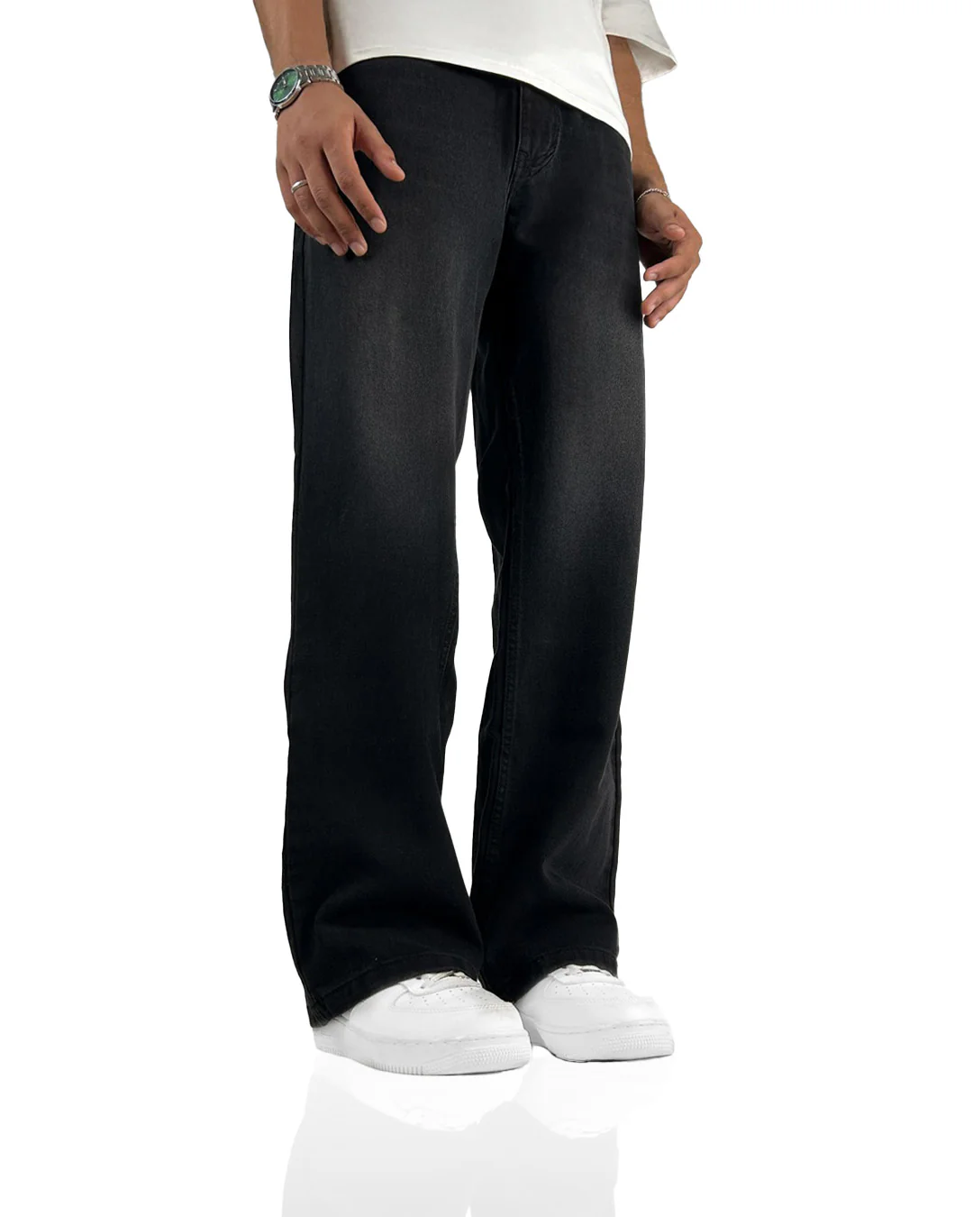 Charcoal Black Straight Cut Jeans - Image 3