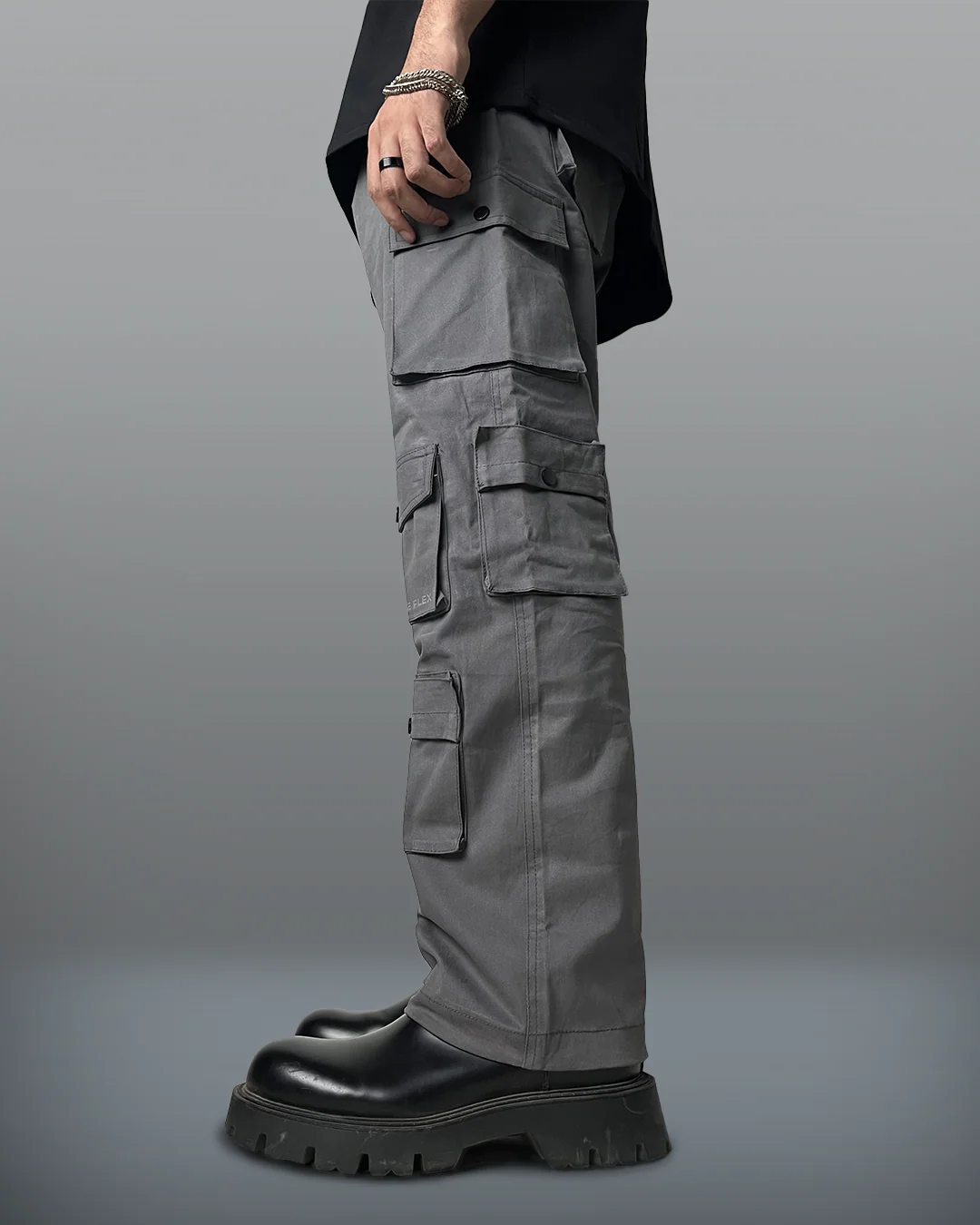 Charcoal Grey 12 Pocket Cargo Pants - Exclusive - Image 3