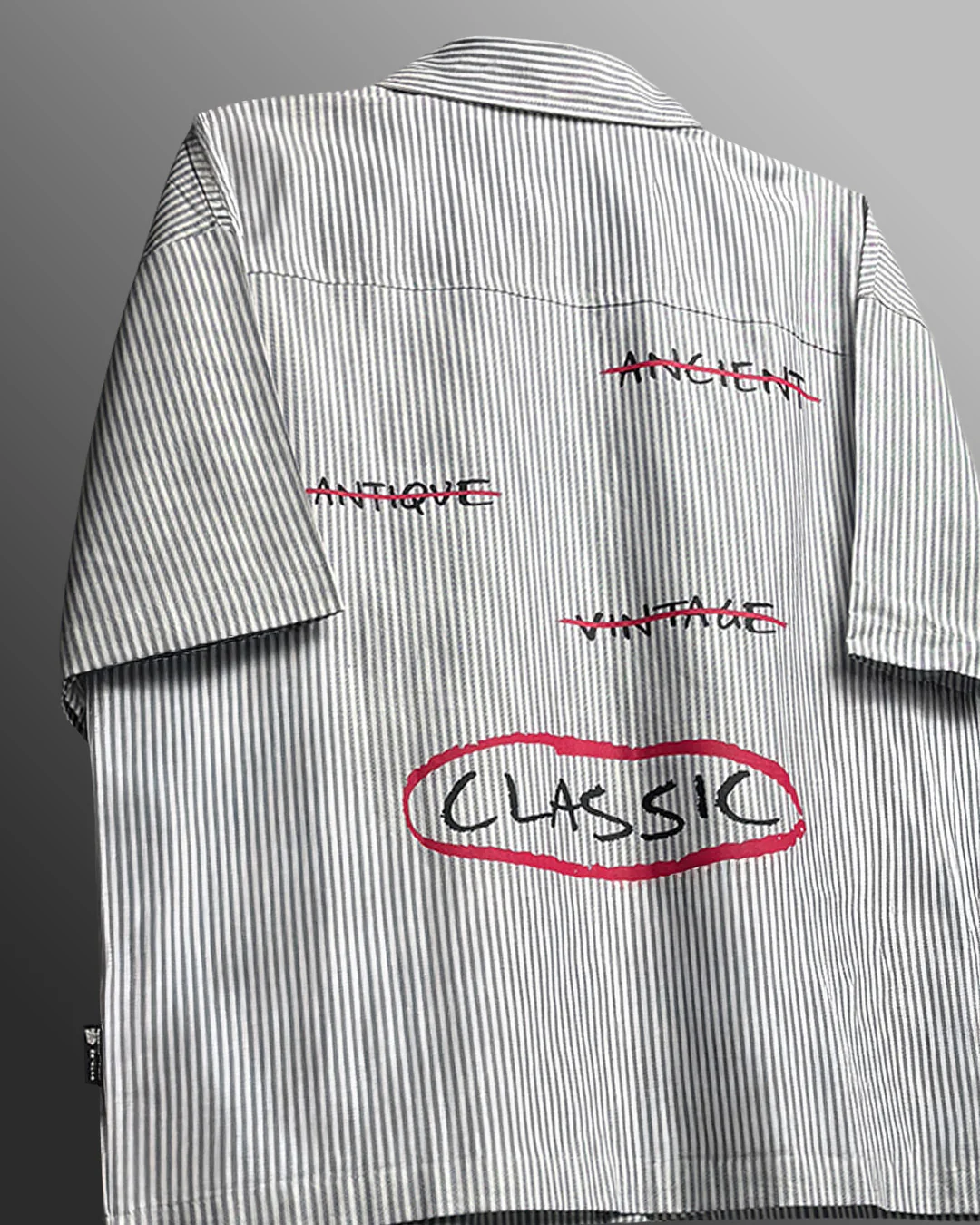 Classic Black Half Sleeves Striped Shirt - Image 3