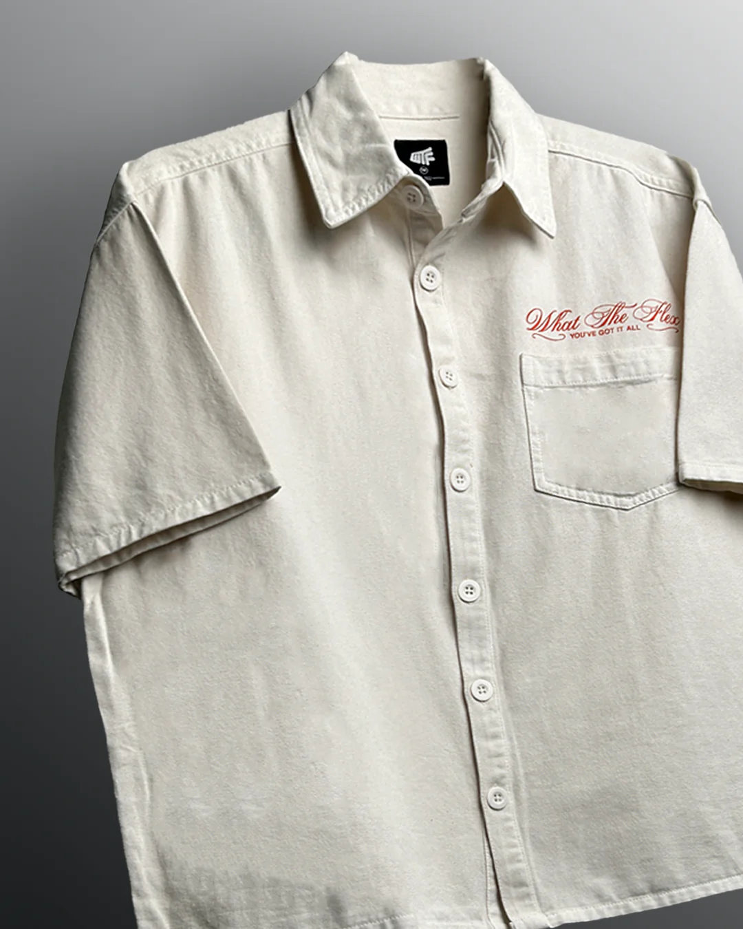 Unbothered Cream Half Sleeve Denim Shirt - Image 4