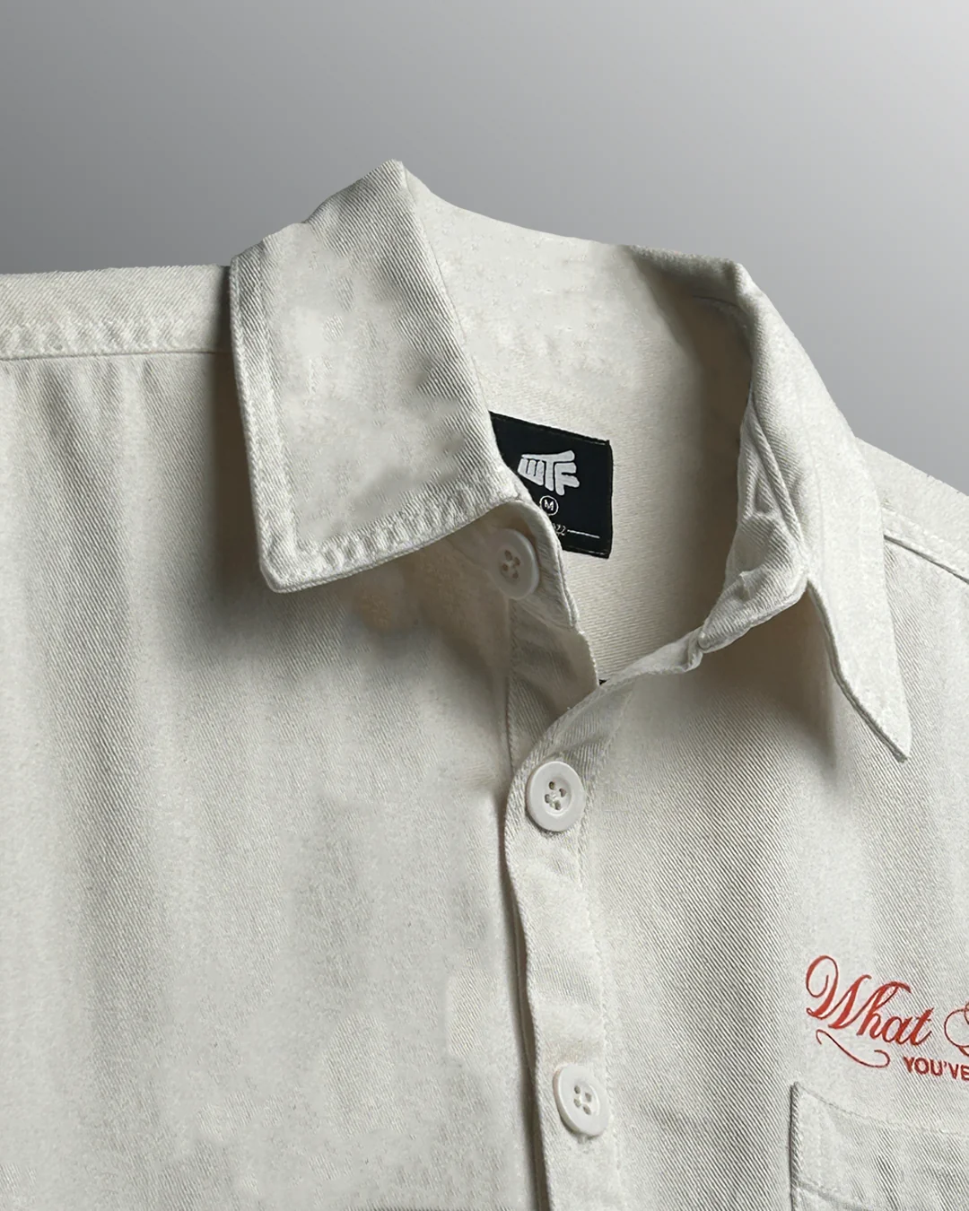 Unbothered Cream Half Sleeve Denim Shirt - Image 7