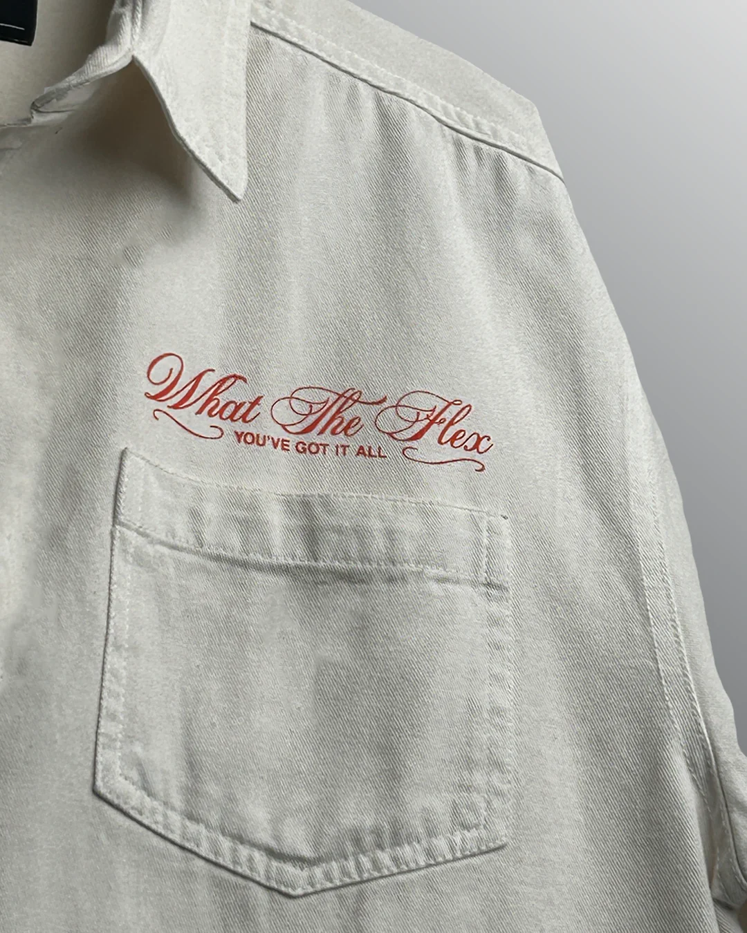 Unbothered Cream Half Sleeve Denim Shirt - Image 8