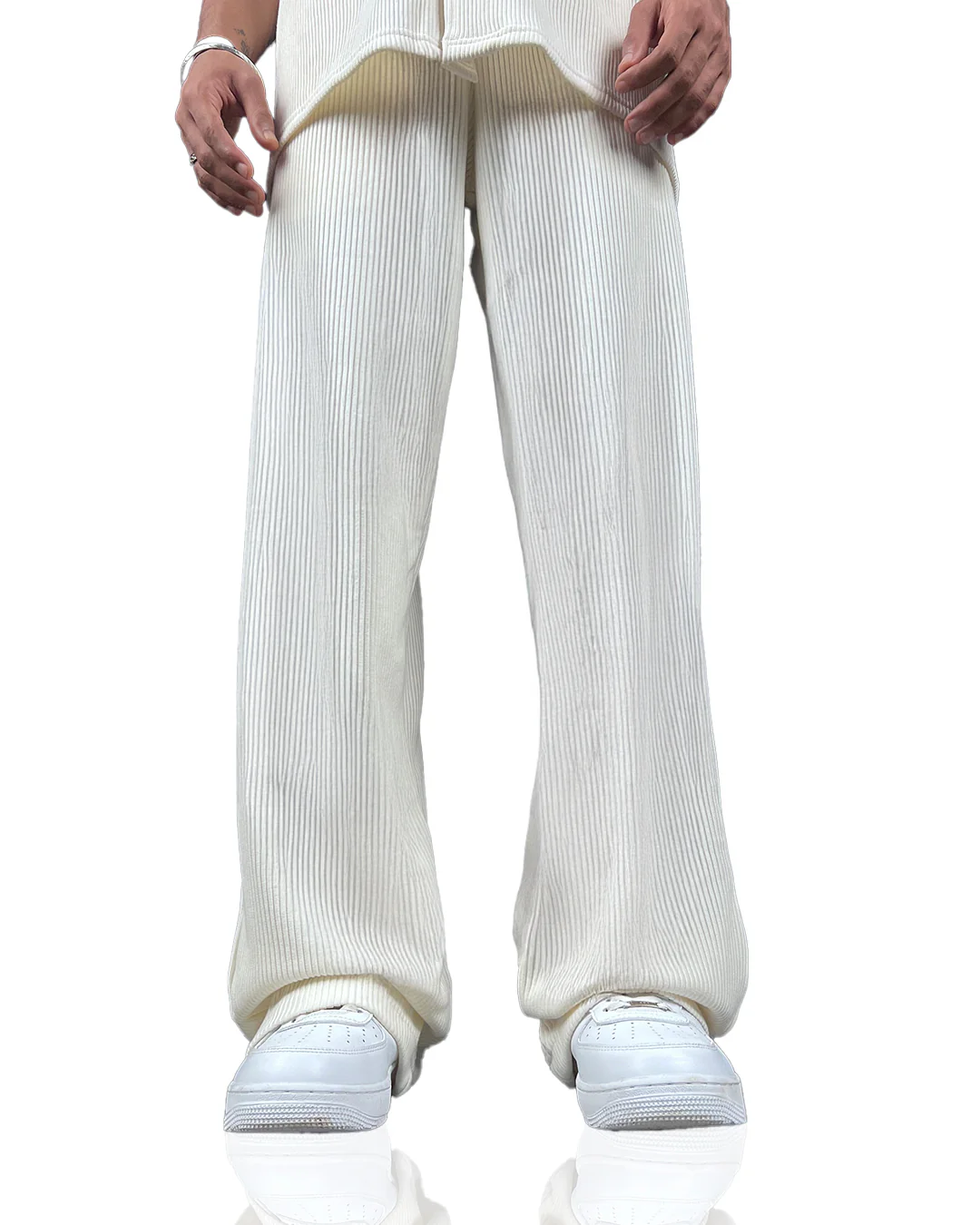 Cream Ribbed Pants - Image 3