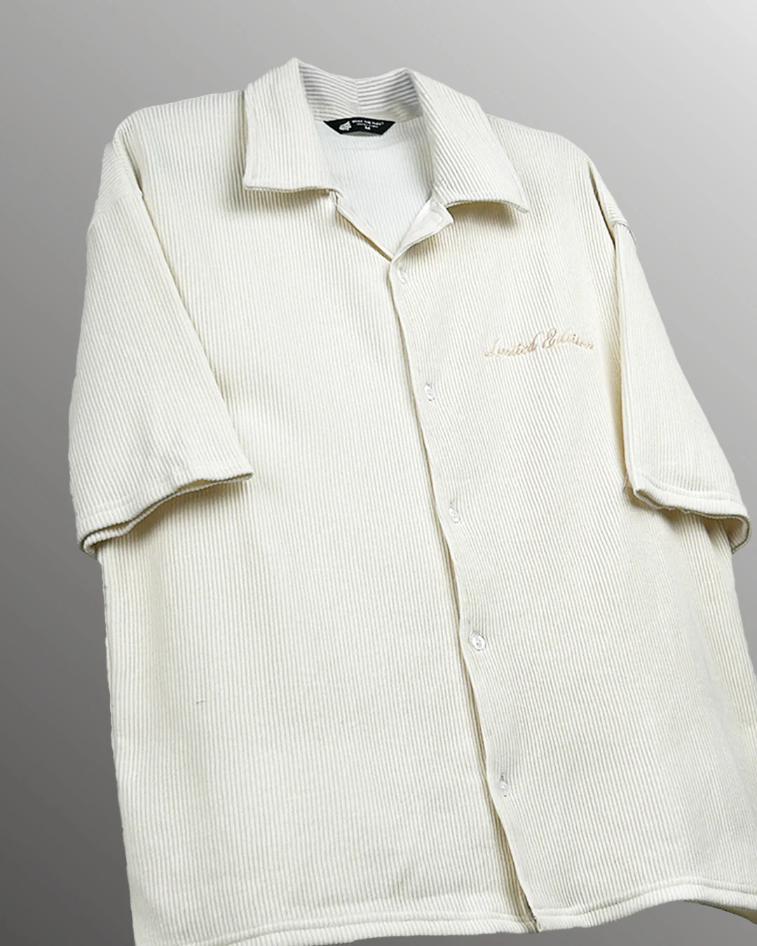 Cream Ribbed Shirt - Image 3