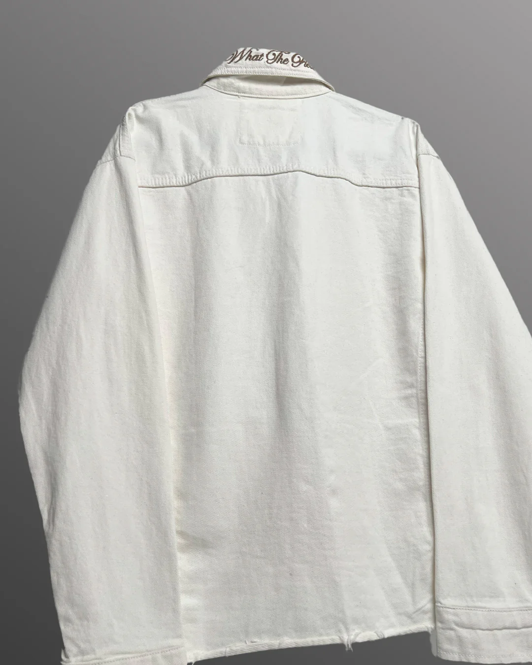 Cream Long Sleeve Stitched Denim Overshirt - Image 5