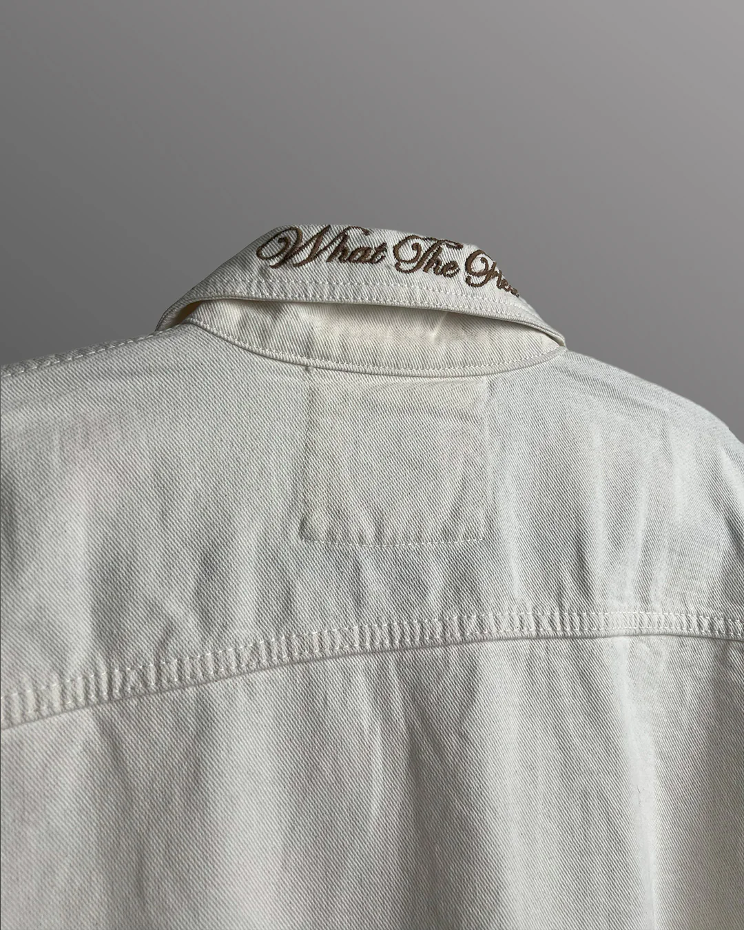 Cream Long Sleeve Stitched Denim Overshirt - Image 6