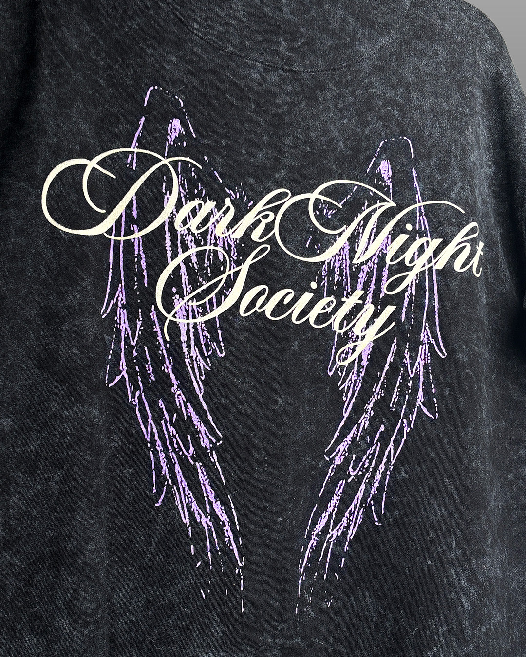Dark Night Black Acid Wash Printed T-Shirt - Image 8