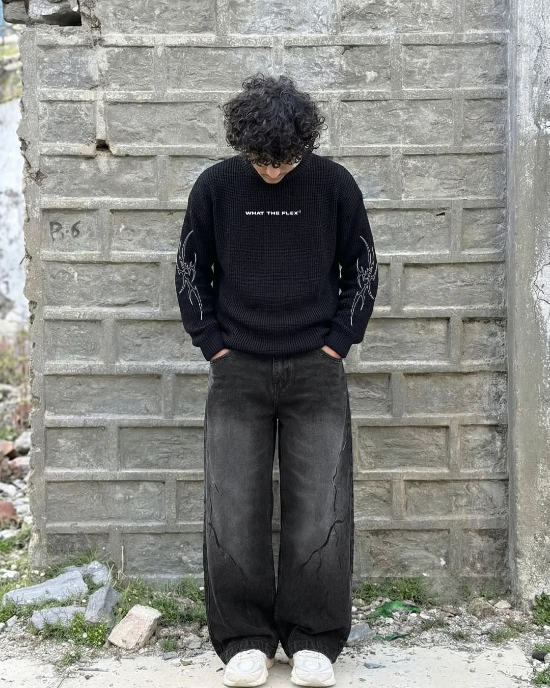 Electric Black Baggy Jeans - Image 3