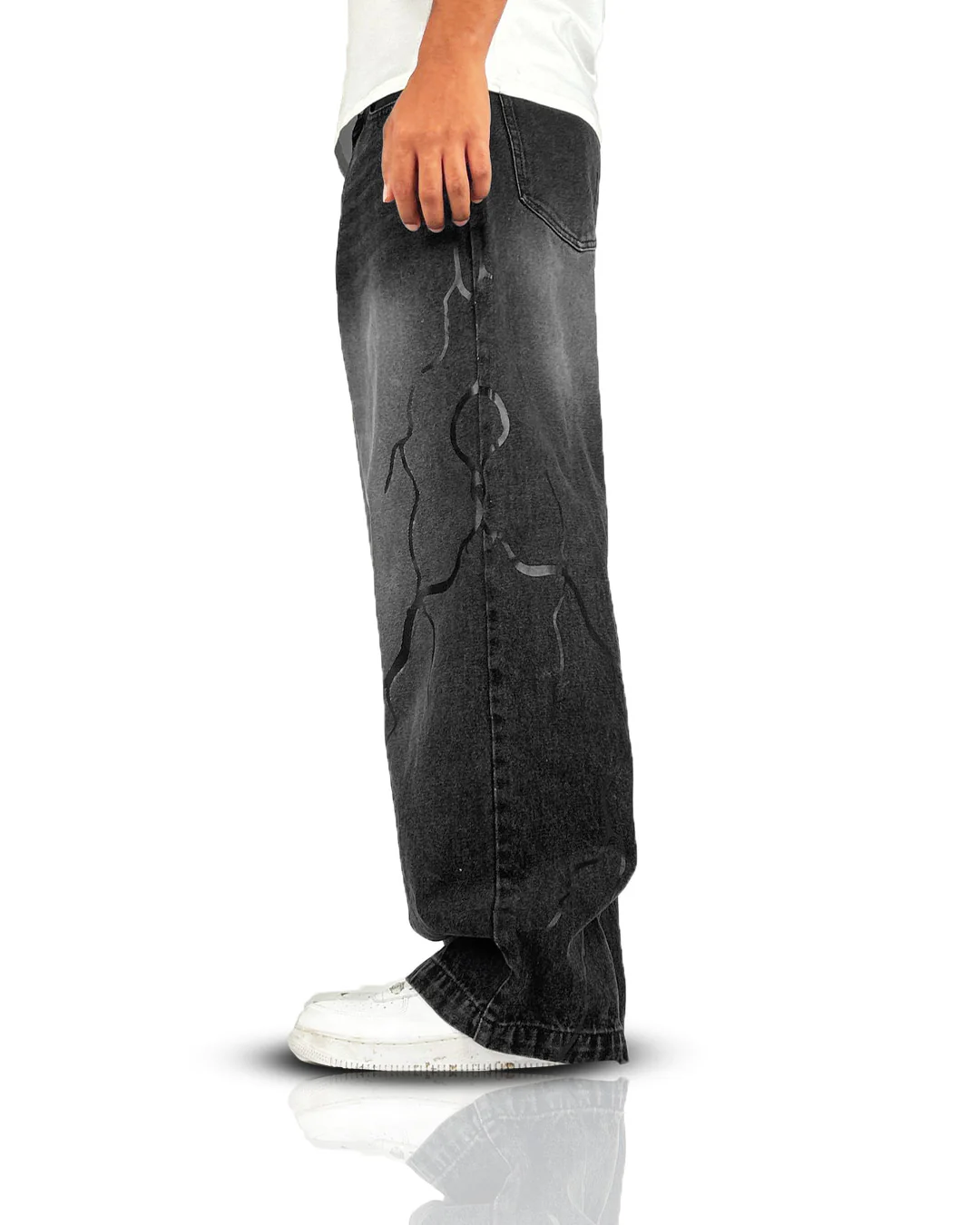 Electric Black Baggy Jeans - Image 5