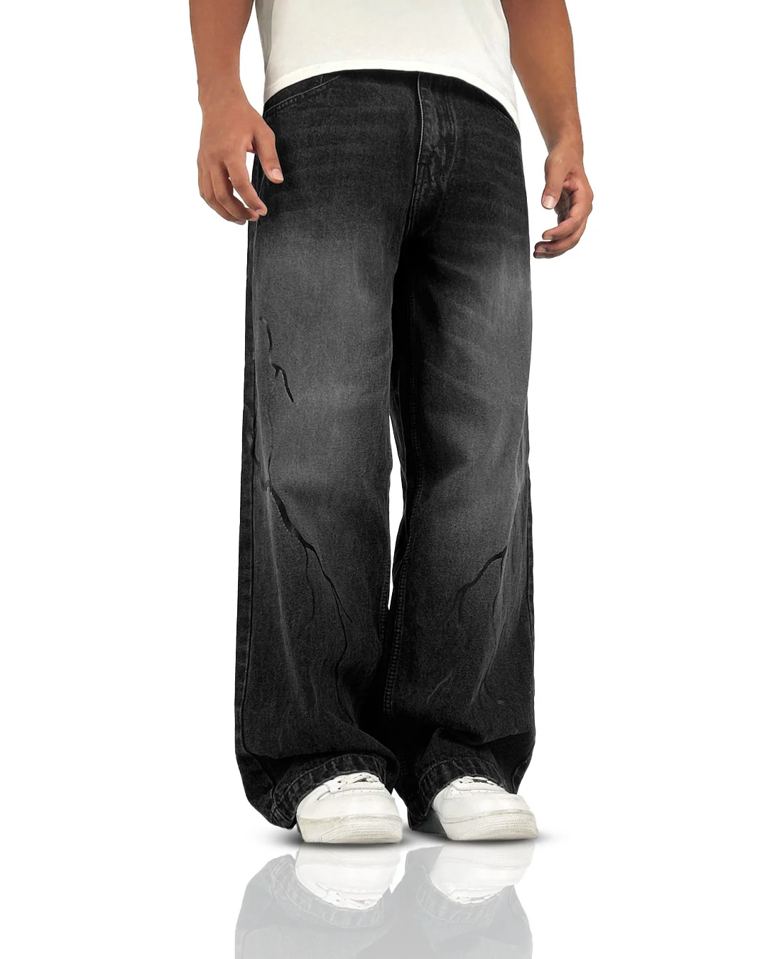 Electric Black Baggy Jeans - Image 6