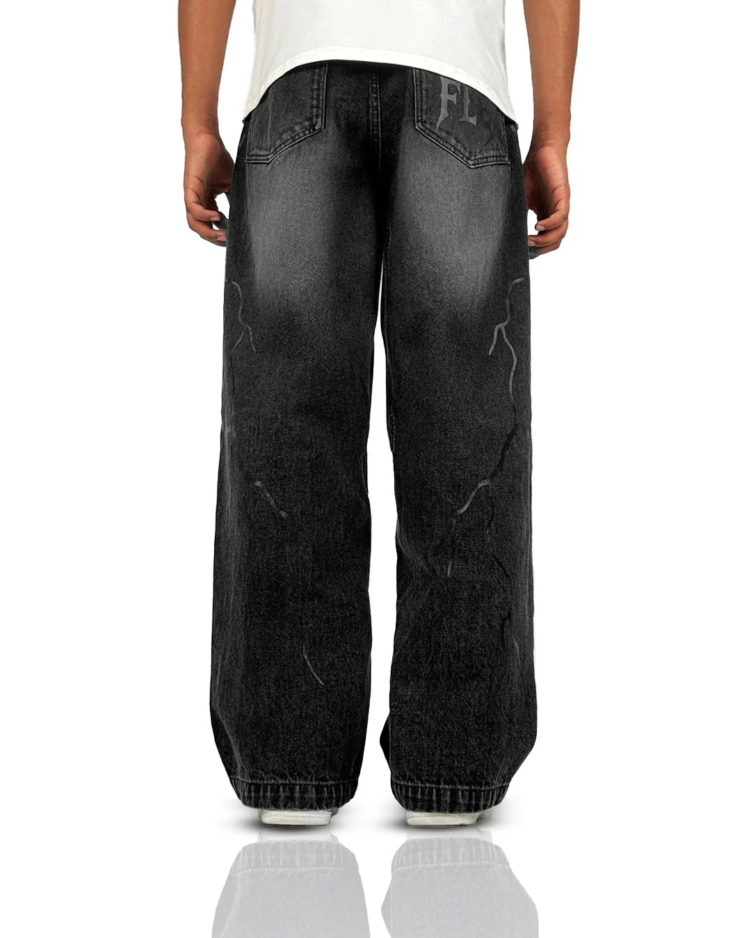 Electric Black Baggy Jeans - Image 7