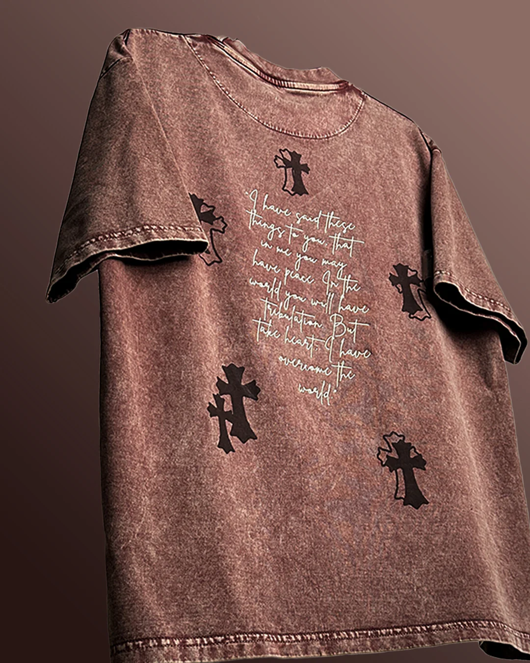 Fallen Fate Brown Acid Wash T-Shirt - Image 3