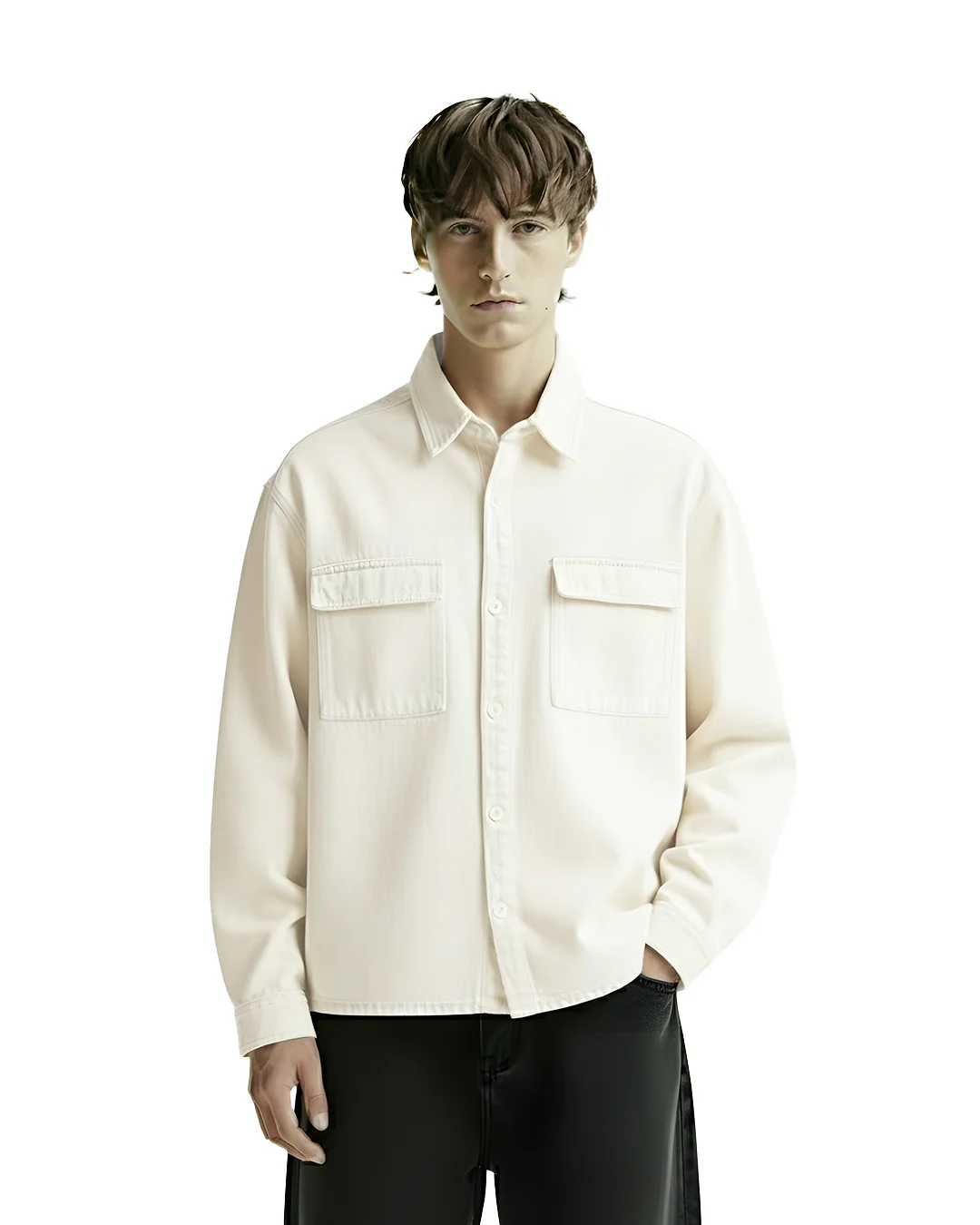 Flex Star Cream Long Sleeve Denim Shirt - Image 3
