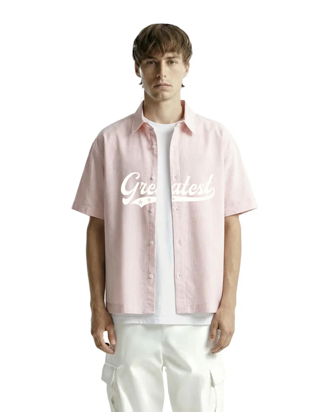 Greatest Pink Half Sleeve Striped Shirt - Image 3
